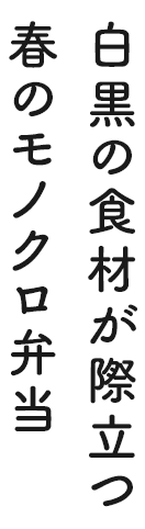 白黒の食材が際立つ春のモノクロ弁当
